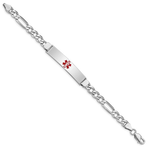 Image of Sterling Silver Rhodium-plated Medical ID Figaro Link Bracelet XSM36-8