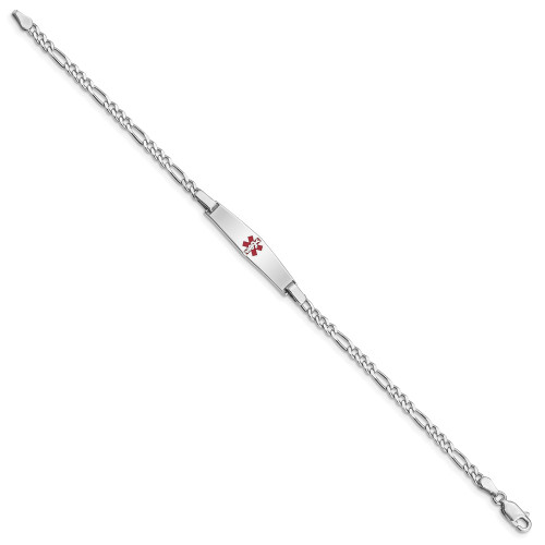 Image of Sterling Silver Rhodium-plated Medical ID Figaro Link Bracelet XSM43-8
