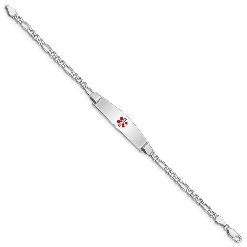 Image of Sterling Silver Rhodium-plated Medical ID Figaro Link Bracelet XSM46-7