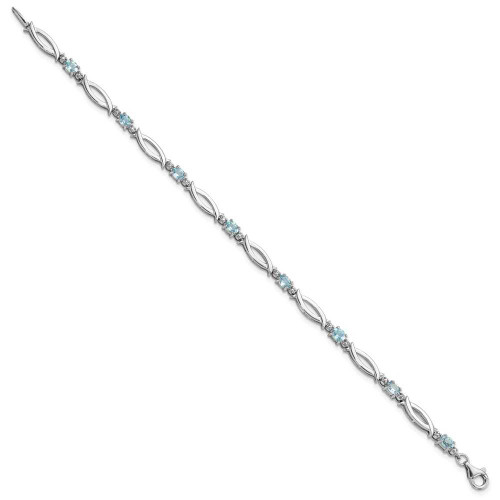 Image of Sterling Silver Rhodium-plated Light Swiss Blue Topaz and Diamond Bracelet QX994BT