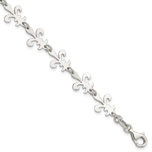 Image of Sterling Silver Polished Fleur De Lis Bracelet