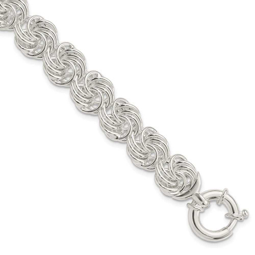 Image of Sterling Silver Polished Circles Fancy Link Bracelet