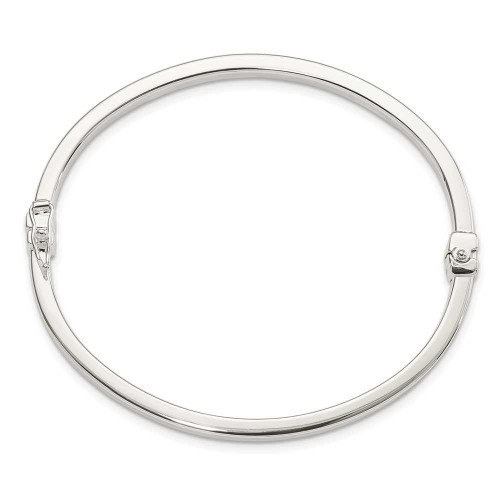 Image of Sterling Silver Polished Flat Hinged Bangle Bracelet