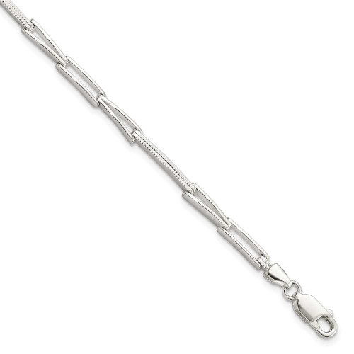 Image of Sterling Silver Polished & Textured Fancy Link Bracelet