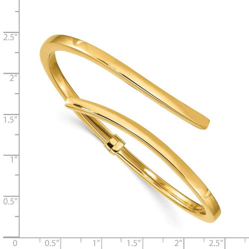 Image of Sterling Silver Gold-tone Polished Bypass Hinged Bangle Bracelet