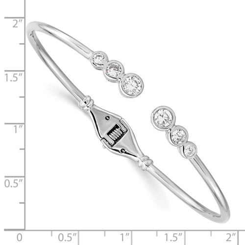 Image of Sterling Silver Rhodium-plated CZ Hinged Bangle Bracelet Cuff Bracelet
