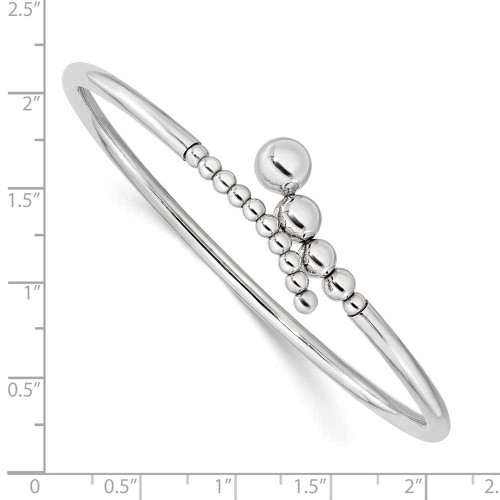 Image of Sterling Silver Rhodium-plated Polished Beaded Flexible Bangle Bracelet