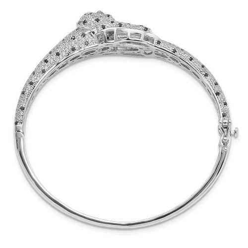 Image of Sterling Silver Rhodium-plated Polished CZ Cheetah Hinged Bangle Bracelet