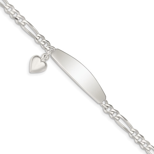 Sterling Silver ID with Heart Figaro Link Bracelet