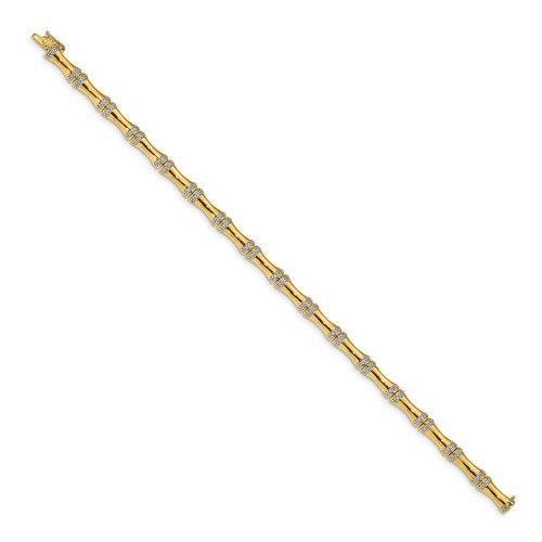 Image of 14K Yellow Gold Diamond Bamboo Design Bracelet