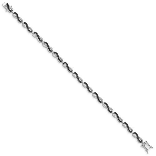 Image of Sterling Silver Rhodium-plated 7.5in Black/White CZ Infinity Bracelet