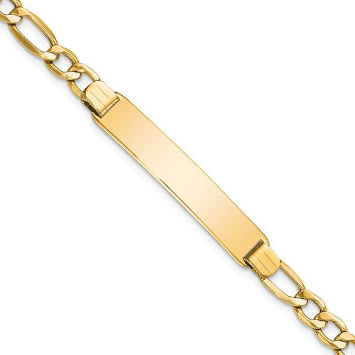 Image of 14K Yellow Gold Polished Hollow Figaro ID Bracelet DCID135-7