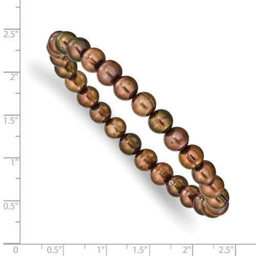 6-7mm Brown Semi-round Freshwater Cultured Pearl Stretch Bracelet