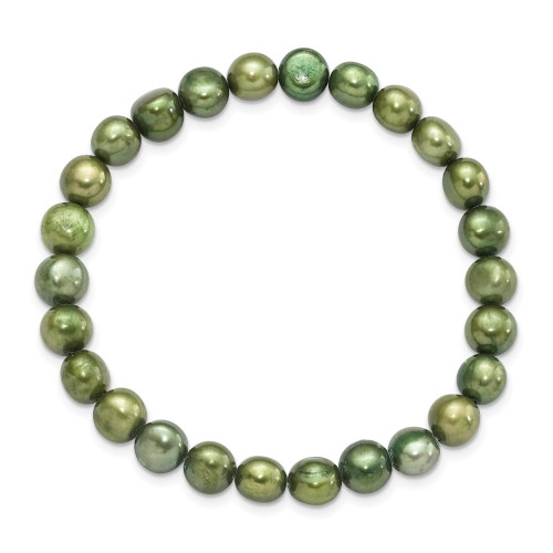 6-7mm Green Semi-round Freshwater Cultured Pearl Stretch Bracelet