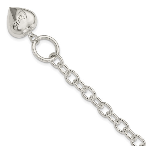 Sterling Silver LOVE Puffed Heart Charm Bracelet