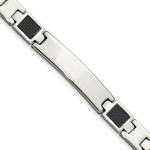 Chisel Stainless Steel Brushed and Polished Black Carbon Fiber Inlay 8.5 inch ID Bracelet