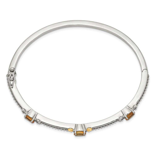 Image of Shey Couture Sterling Silver with 14K Accent Antiqued Oval Citrine Hinged Bangle Bracelet