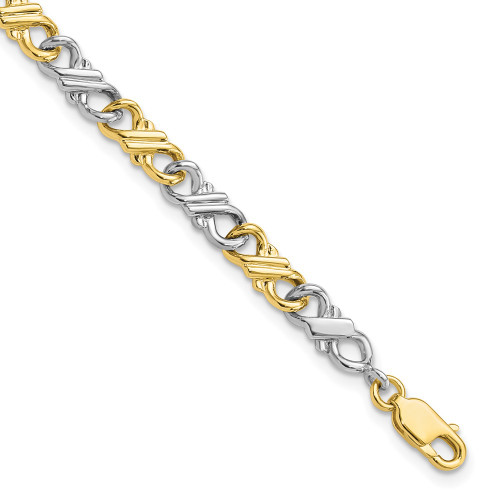 10k Two-tone Gold Solid Polished Fancy Bracelet