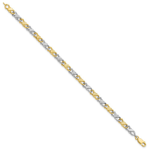 10k Two-tone Gold Solid Polished Fancy Bracelet