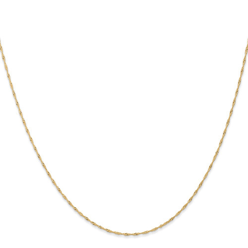 14K Yellow Gold 16 inch Carded 1mm Singapore with Spring Ring Clasp Chain