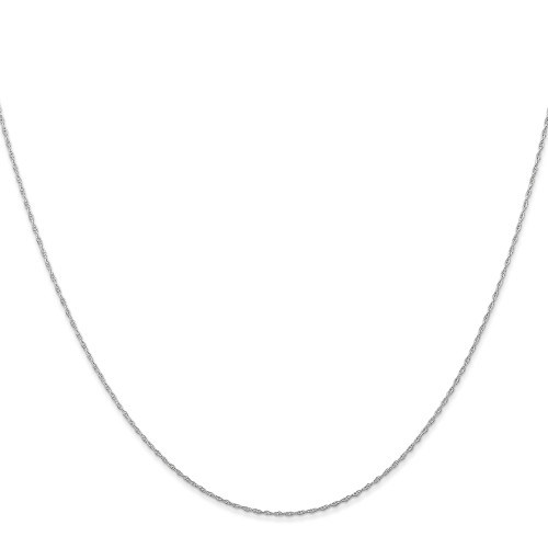 14K White Gold 16 inch Carded .5mm Cable Rope with Spring Ring Clasp Chain