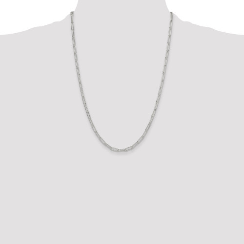 Image of Sterling Silver Polished 3.5mm Elongated Cable Chain QPCL100-24 Image of Sterling Silver Polished 3.5mm Elongated Cable Chain QPCL100-24