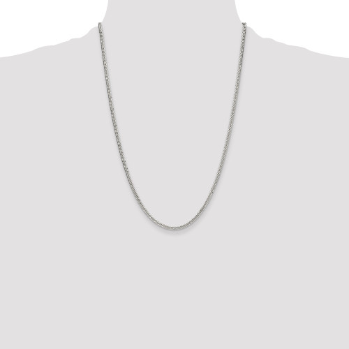 Image of Sterling Silver Polished 3.0mm Double Diamond-cut Curb Chain QDD060-24