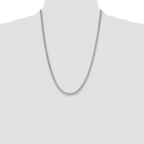 Image of Sterling Silver Polished 3.9mm Double Diamond-cut Curb Chain QDD080-24