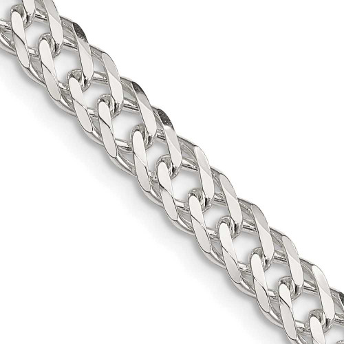 Image of Sterling Silver 5.25mm 6 Side Diamond-cut Flat Double Curb Chain QFC153-18