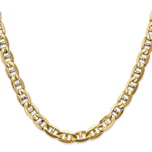 14K Yellow Gold 7mm Concave Anchor Chain 1319-24