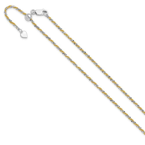 Image of Sterling Silver w/Gold-tone Adjustable 2mm Cyclone Chain FC97-30