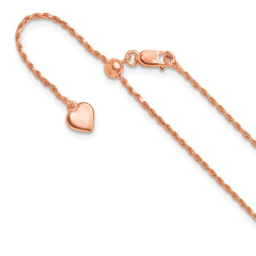 Image of Sterling Silver Rose Gold-plated Adjustable 1.2mm Diamond-cut Rope Chain FC55-30