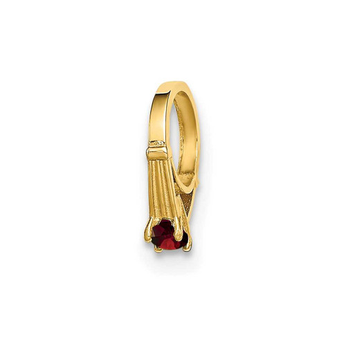Image of 14K Yellow Gold 3D Ring with Red CZ Charm