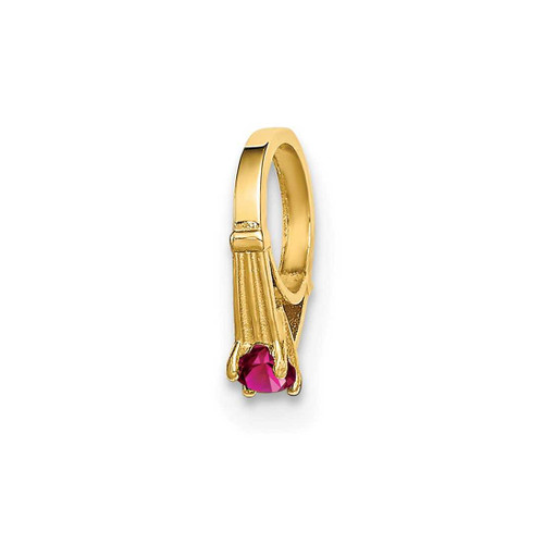 Image of 14K Yellow Gold 3D Ring with Dark Pink CZ Charm