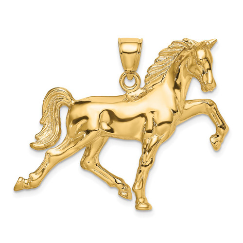 14K Yellow Gold Hollow Polished 3-D Horse Charm