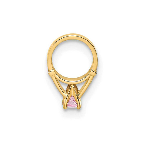 Image of 14K Yellow Gold 3D Ring with Light Pink CZ Charm