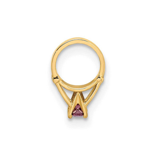 Image of 14K Yellow Gold 3D Ring with Light Purple CZ Charm