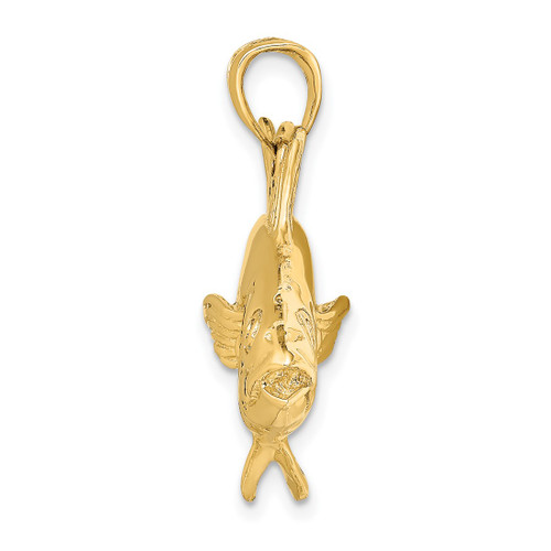 14K Yellow Gold 3-D Polished Skipjack Tuna Fish Pendant