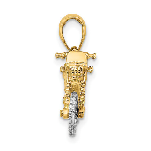14k Two-tone Gold 3-D Moveable Dirt Bike Motorcycle Pendant