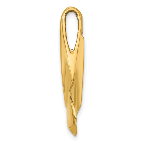 14K Yellow Gold 3-D Polished W/ Hidden Bail Whale Tail Pendant