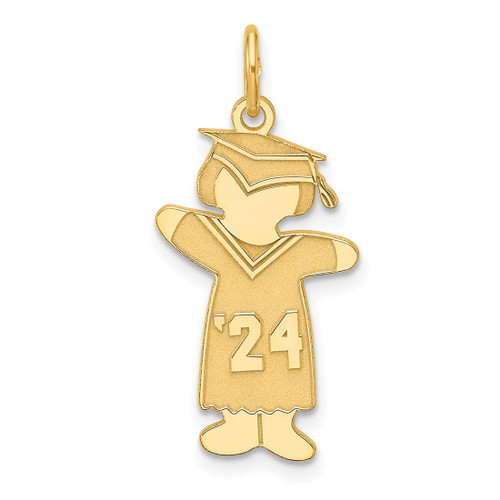 Sterling Silver Gold-plated Class of 2024 Girl Cuddle Charm