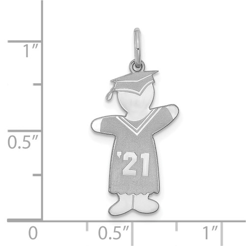 Sterling Silver Rhodium-plated Class of 2021 Boy Cuddle Charm