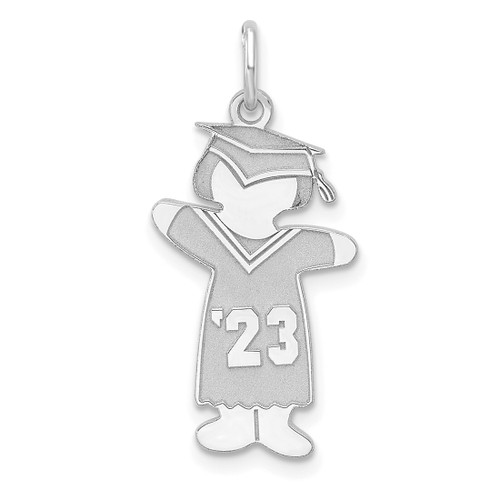 Sterling Silver Rhodium-plated Class of 2023 Girl Cuddle Charm