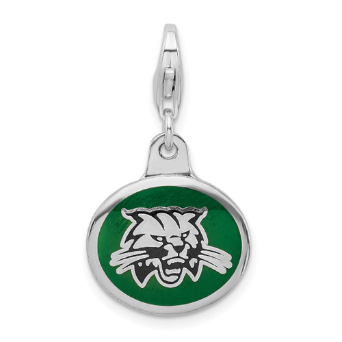 Amore La Vita Sterling Silver Rhodium-plated Polished Enameled Ohio University Charm with Fancy Lobster Clasp