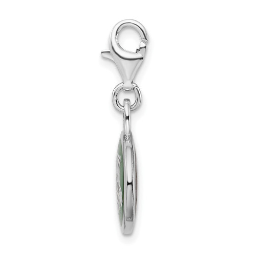 Amore La Vita Sterling Silver Rhodium-plated Polished Enameled Ohio University Charm with Fancy Lobster Clasp
