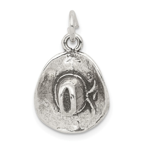 Sterling Silver Antiqued Cowboy Hat Charm