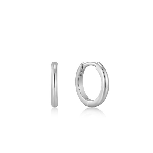 Ania Haie Rhodium-Plated Sterling Silver Smooth Mini Huggie Hoop Earrings