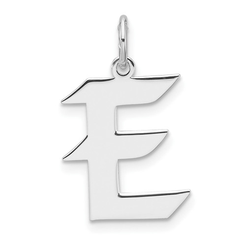 Small Sterling Silver Rhodium-plated Artisan Block Letter E Initial Charm