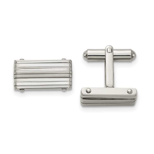 Image of Stainless Steel Brushed and Polished Rectangle Cufflinks