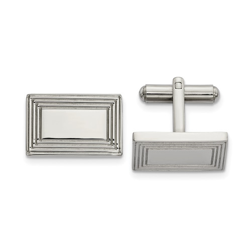 Chisel Stainless Steel Polished Rectangle Cufflinks